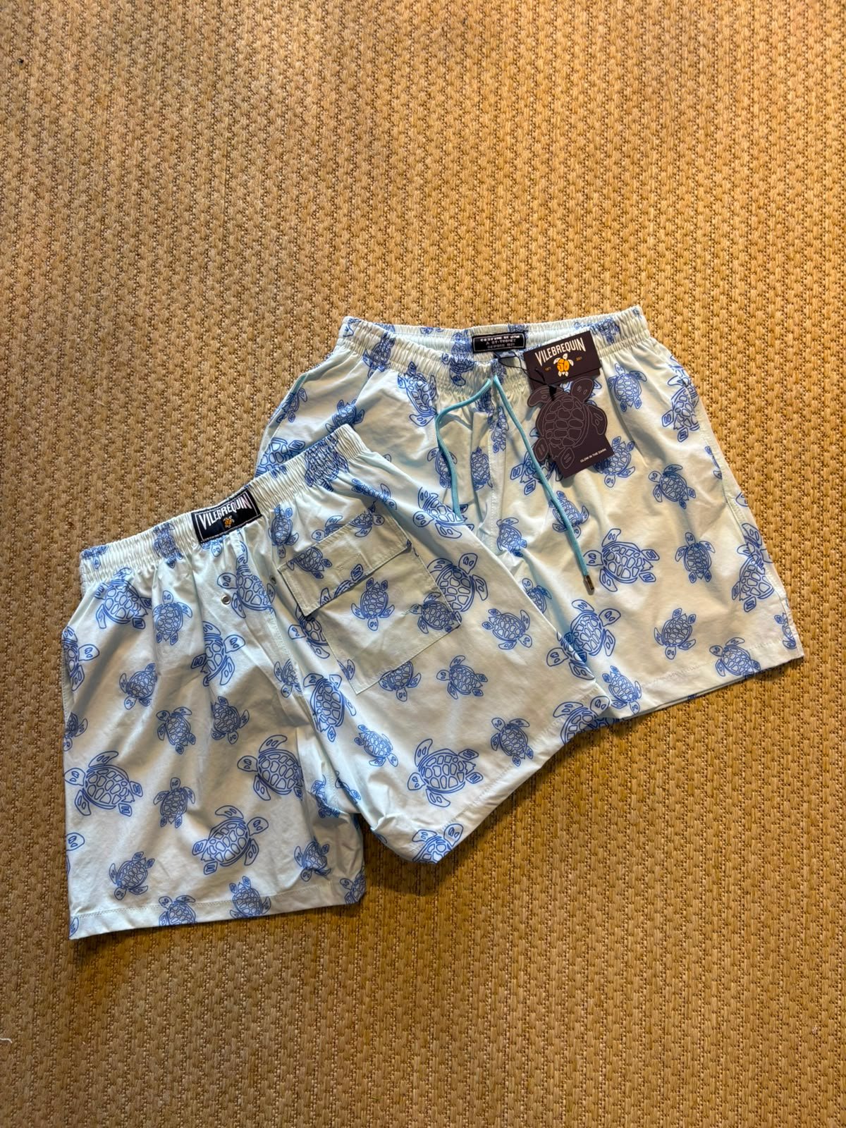 Shorts Vilebrequin branco estampa de tartarugas azuis